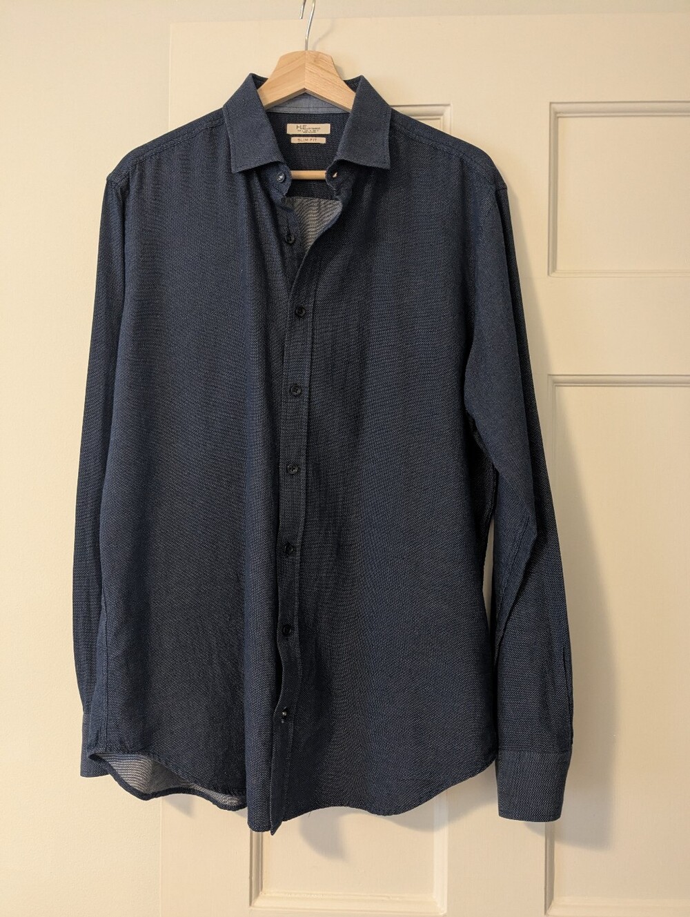Mango. Men's Cotton Shirt. Navy. Size M